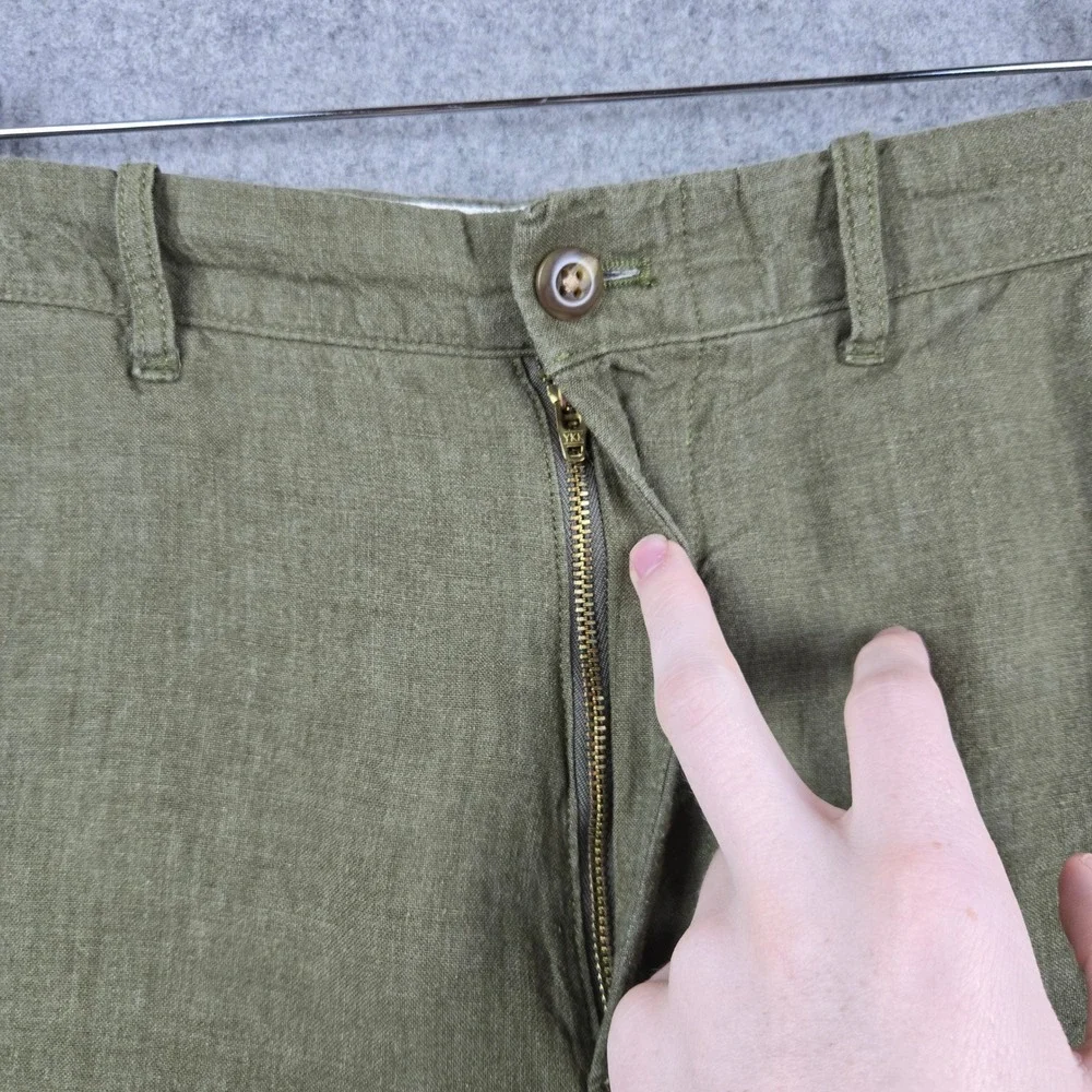 J.Crew 100% Linen Shorts Mens 34 Green 7 Inch Inseam Casual Summer Beach